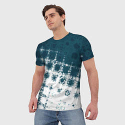 Футболка мужская Узорчатая текстура сине-белая, цвет: 3D-принт — фото 2