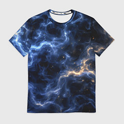 Футболка мужская Космическая дымка со свечением чёрно-синий, цвет: 3D-принт