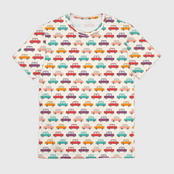 Футболка мужская Цветные машинки паттерн, цвет: 3D-принт