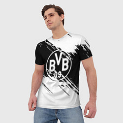 Футболка мужская Borussia черно белые полосы, цвет: 3D-принт — фото 2