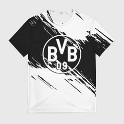 Футболка мужская Borussia черно белые полосы, цвет: 3D-принт