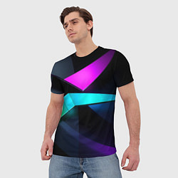 Футболка мужская Neon colored geometric, цвет: 3D-принт — фото 2