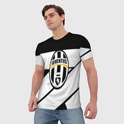Футболка мужская Ювентус полосы геометрия линии, цвет: 3D-принт — фото 2