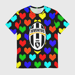 Футболка мужская Ювентус сердце паттерн, цвет: 3D-принт