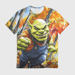 Футболка мужская Шрек в осеннем лесу, цвет: 3D-принт