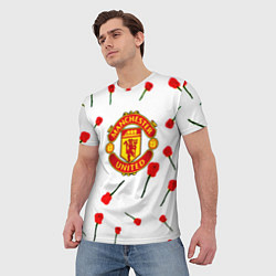 Футболка мужская Манчестер Юнайтед розы паттерн, цвет: 3D-принт — фото 2