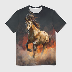 Футболка мужская Лошадь нарисованная красками, цвет: 3D-принт
