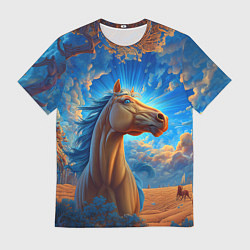 Футболка мужская Лошадь на фоне синего неба, цвет: 3D-принт