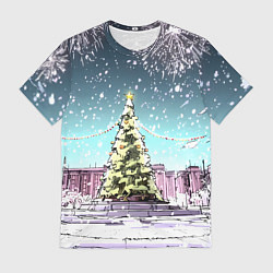 Футболка мужская Москва - новогодний салют, цвет: 3D-принт