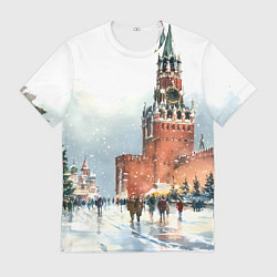 Футболка мужская Новогодний Кремль, цвет: 3D-принт