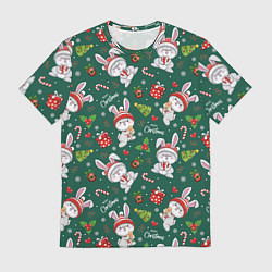 Футболка мужская Новогодние зайчики, цвет: 3D-принт