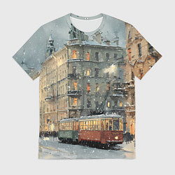 Футболка мужская Трамваи в зимнем Санкт-Петербурге, цвет: 3D-принт