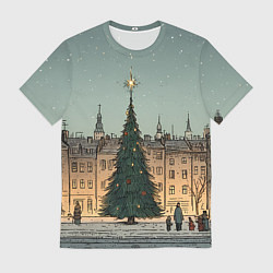 Футболка мужская Новогодняя елка во дворе, цвет: 3D-принт