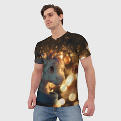 Футболка мужская Лошадка под новогодней елкой, цвет: 3D-принт — фото 2