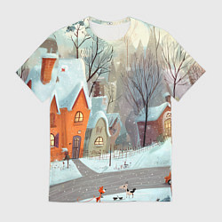 Футболка мужская Милый новогодний дворик, цвет: 3D-принт