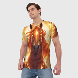 Футболка мужская Огненная лошадь в свечении, цвет: 3D-принт — фото 2