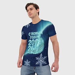 Футболка мужская С новым годом 2026 - лошадь, цвет: 3D-принт — фото 2