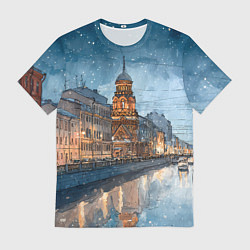 Футболка мужская Санкт-Петербург зимний город, цвет: 3D-принт