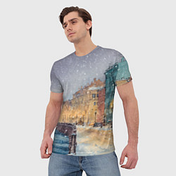 Футболка мужская Санкт-Петербург - снегопад, цвет: 3D-принт — фото 2