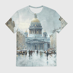 Футболка мужская Санкт-Петербург зимний пейзаж, цвет: 3D-принт