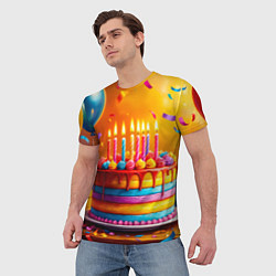 Футболка мужская Радуга праздничного торта, цвет: 3D-принт — фото 2