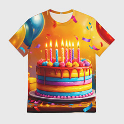 Футболка мужская Радуга праздничного торта, цвет: 3D-принт