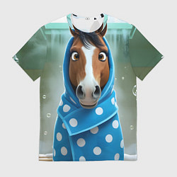 Футболка мужская Конь в полотенце, цвет: 3D-принт