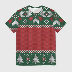 Футболка мужская Новогодний узор вязаный, цвет: 3D-принт