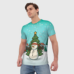 Футболка мужская Снеговик - Новогодний Зож, цвет: 3D-принт — фото 2