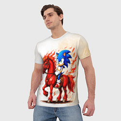 Футболка мужская Соник верхом на коне, цвет: 3D-принт — фото 2