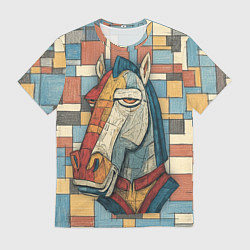 Футболка мужская Конь и квадраты, цвет: 3D-принт