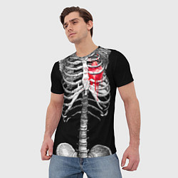 Футболка мужская Скелет с сердцем, цвет: 3D-принт — фото 2
