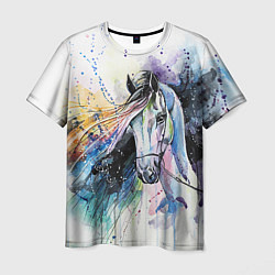 Футболка мужская Акварельная лошадь, цвет: 3D-принт