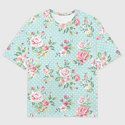 Мужская футболка оверсайз Цветы ретро 1