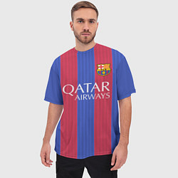 Футболка оверсайз мужская FCB Messi: Qatar Airways, цвет: 3D-принт — фото 2