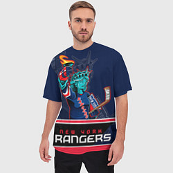 Футболка оверсайз мужская New York Rangers, цвет: 3D-принт — фото 2