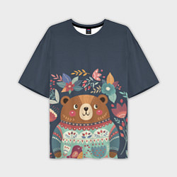Мужская футболка оверсайз Осенний медведь