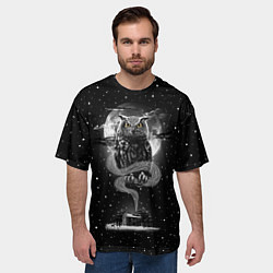 Футболка оверсайз мужская Ночная сова, цвет: 3D-принт — фото 2