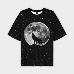 Мужская футболка оверсайз Лунный волк