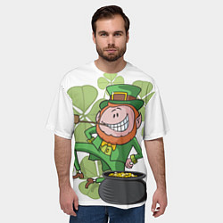 Футболка оверсайз мужская Ирландский Лепрекон с горшочком золота, цвет: 3D-принт — фото 2