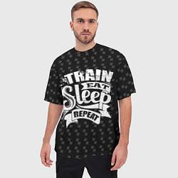 Футболка оверсайз мужская Train Eat Sleep Repeat, цвет: 3D-принт — фото 2