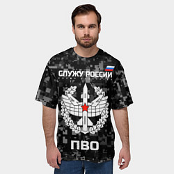 Футболка оверсайз мужская Служу России - войска ПВО, цвет: 3D-принт — фото 2
