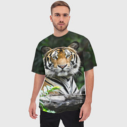 Футболка оверсайз мужская Тигр в джунглях, цвет: 3D-принт — фото 2