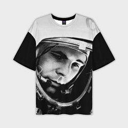 Футболка оверсайз мужская Гагарин космонавт, цвет: 3D-принт