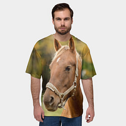 Футболка оверсайз мужская Взгляд лошади, цвет: 3D-принт — фото 2