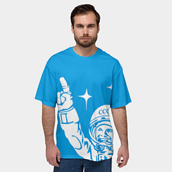 Футболка оверсайз мужская Гагарин рокер, цвет: 3D-принт — фото 2