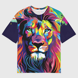 Мужская футболка оверсайз Красочный лев