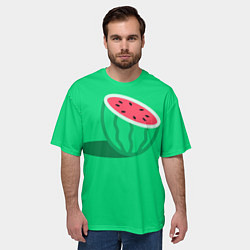 Футболка оверсайз мужская Арбуз, цвет: 3D-принт — фото 2