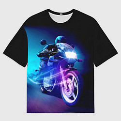 Футболка оверсайз мужская Мотокросс ночной, цвет: 3D-принт