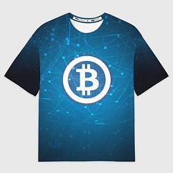 Футболка оверсайз мужская Bitcoin Blue, цвет: 3D-принт